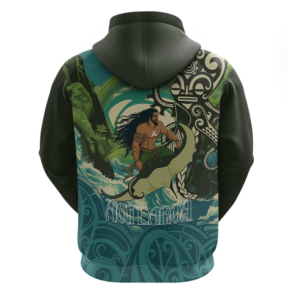 Aotearoa Tangaroa Atua Zip Hoodie New Zealand God Of The Ocean LT14 - Polynesian Pride