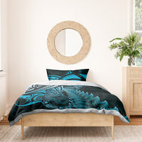 New Zealand Lizard Bedding Set Silver Fern Aotearoa Maori Blue Version