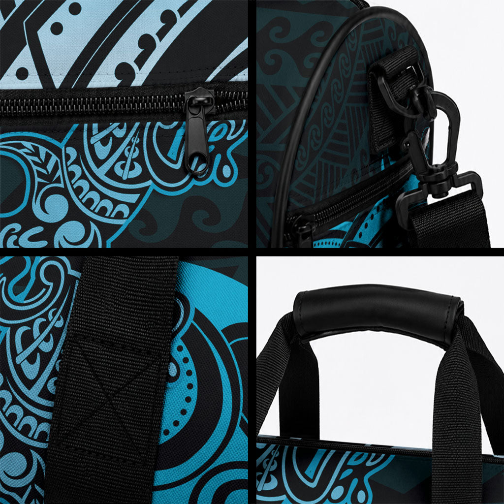 New Zealand Lizard Duffle Bag Silver Fern Aotearoa Maori Blue Version LT14 - Polynesian Pride