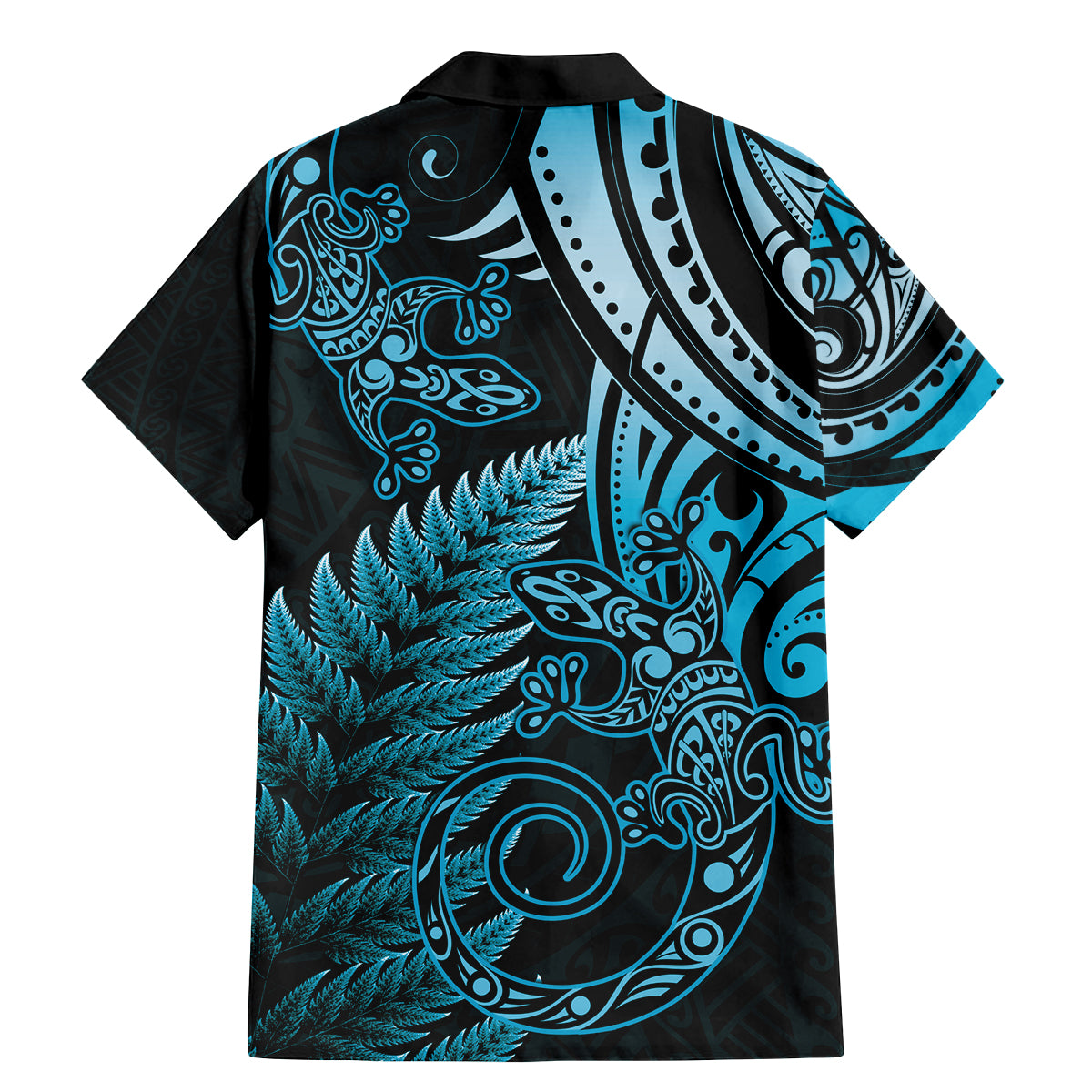 New Zealand Lizard Family Matching Mermaid Dress and Hawaiian Shirt Silver Fern Aotearoa Maori Blue Version LT14 - Polynesian Pride