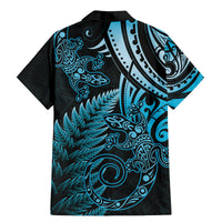 New Zealand Lizard Family Matching Mermaid Dress and Hawaiian Shirt Silver Fern Aotearoa Maori Blue Version LT14 - Polynesian Pride