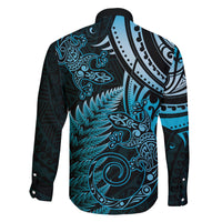 New Zealand Lizard Family Matching Puletasi and Hawaiian Shirt Silver Fern Aotearoa Maori Blue Version LT14 - Polynesian Pride