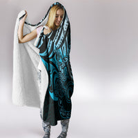 New Zealand Lizard Hooded Blanket Silver Fern Aotearoa Maori Blue Version LT14 - Polynesian Pride