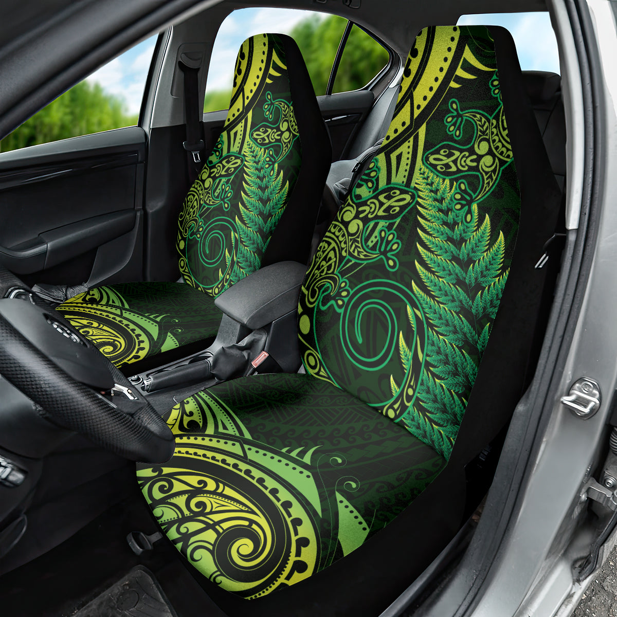 New Zealand Lizard Car Seat Cover Silver Fern Aotearoa Maori Green Version LT14 - Polynesian Pride