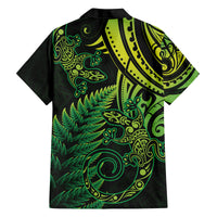 New Zealand Lizard Family Matching Off Shoulder Maxi Dress and Hawaiian Shirt Silver Fern Aotearoa Maori Green Version LT14 - Polynesian Pride