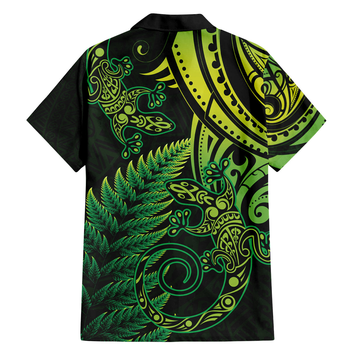 New Zealand Lizard Family Matching Summer Maxi Dress and Hawaiian Shirt Silver Fern Aotearoa Maori Green Version LT14 - Polynesian Pride