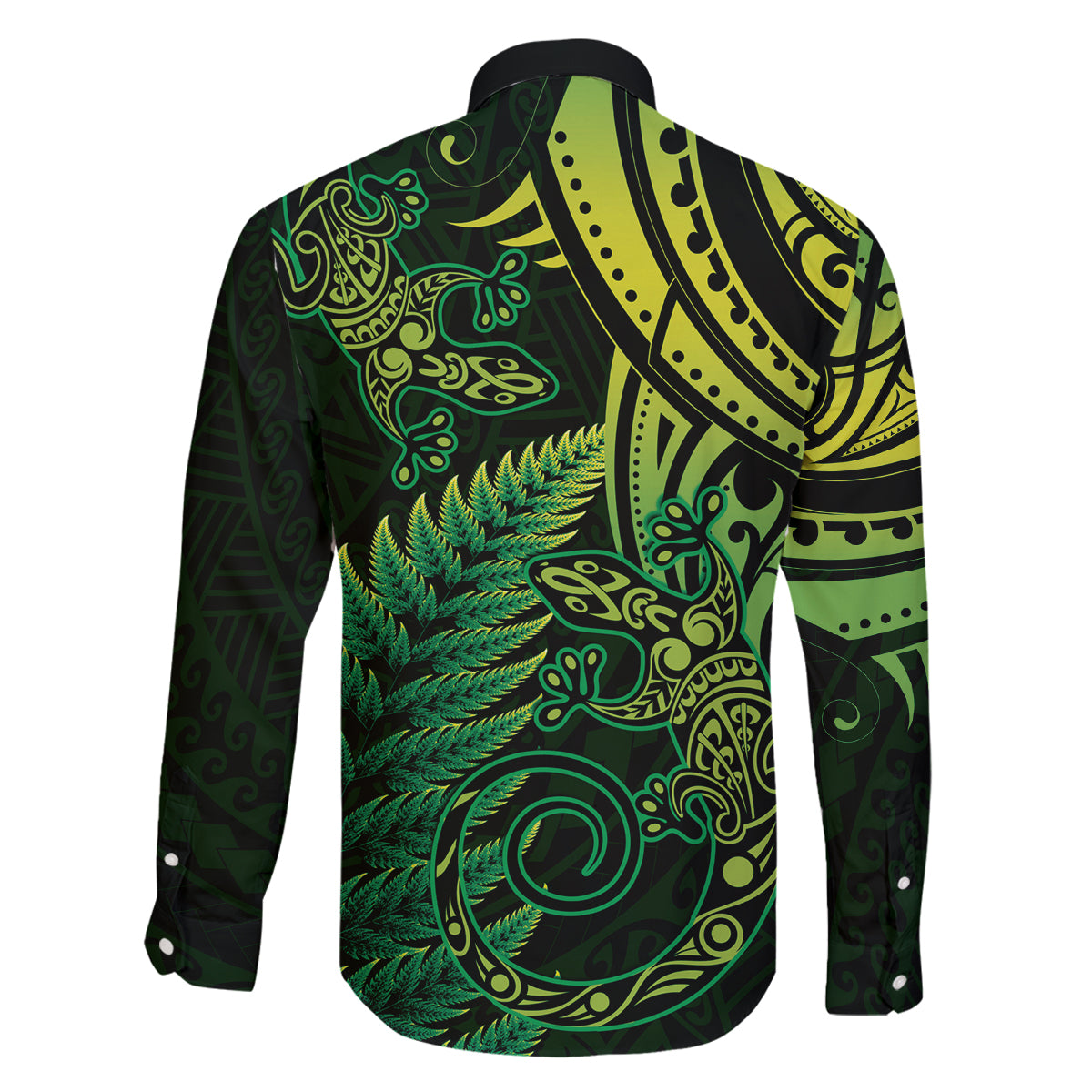 New Zealand Lizard Family Matching Summer Maxi Dress and Hawaiian Shirt Silver Fern Aotearoa Maori Green Version LT14 - Polynesian Pride