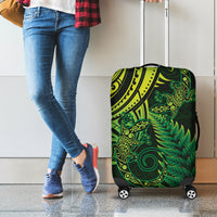 New Zealand Lizard Luggage Cover Silver Fern Aotearoa Maori Green Version