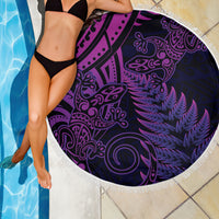 New Zealand Lizard Beach Blanket Silver Fern Aotearoa Maori Purple Version