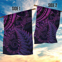 New Zealand Lizard Garden Flag Silver Fern Aotearoa Maori Purple Version