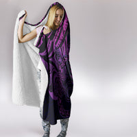 New Zealand Lizard Hooded Blanket Silver Fern Aotearoa Maori Purple Version