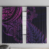New Zealand Lizard Window Curtain Silver Fern Aotearoa Maori Purple Version LT14 With Hooks Purple - Polynesian Pride