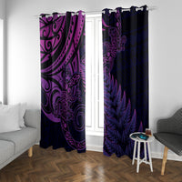 New Zealand Lizard Window Curtain Silver Fern Aotearoa Maori Purple Version LT14 With Grommets Purple - Polynesian Pride