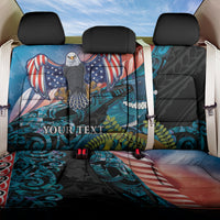 Personalised United States And New Zealand Back Car Seat Cover USA Eagle With Kowhai Aotearoa Tui Bird LT14 One Size Blue - Polynesian Pride