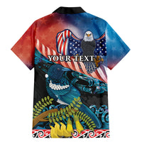 Personalised United States And New Zealand Family Matching Mermaid Dress and Hawaiian Shirt USA Eagle With Kowhai Aotearoa Tui Bird LT14 - Polynesian Pride