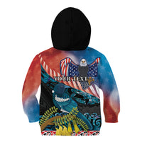 Personalised United States And New Zealand Kid Hoodie USA Eagle With Kowhai Aotearoa Tui Bird LT14 - Polynesian Pride