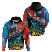 Personalised United States And New Zealand Zip Hoodie USA Eagle With Kowhai Aotearoa Tui Bird LT14 - Polynesian Pride