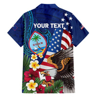 Personalised United States And Guam Family Matching Off The Shoulder Long Sleeve Dress and Hawaiian Shirt USA Eagle With Guahan Seal Tropical Vibes LT14 - Polynesian Pride