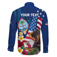 Personalised United States And Guam Family Matching Off Shoulder Short Dress and Hawaiian Shirt USA Eagle With Guahan Seal Tropical Vibes LT14 - Polynesian Pride