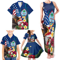 Personalised United States And Guam Family Matching Tank Maxi Dress and Hawaiian Shirt USA Eagle With Guahan Seal Tropical Vibes LT14 - Polynesian Pride