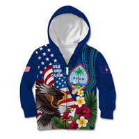 Personalised United States And Guam Kid Hoodie USA Eagle With Guahan Seal Tropical Vibes