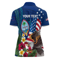 Personalised United States And Guam Women Polo Shirt USA Eagle With Guahan Seal Tropical Vibes LT14 - Polynesian Pride