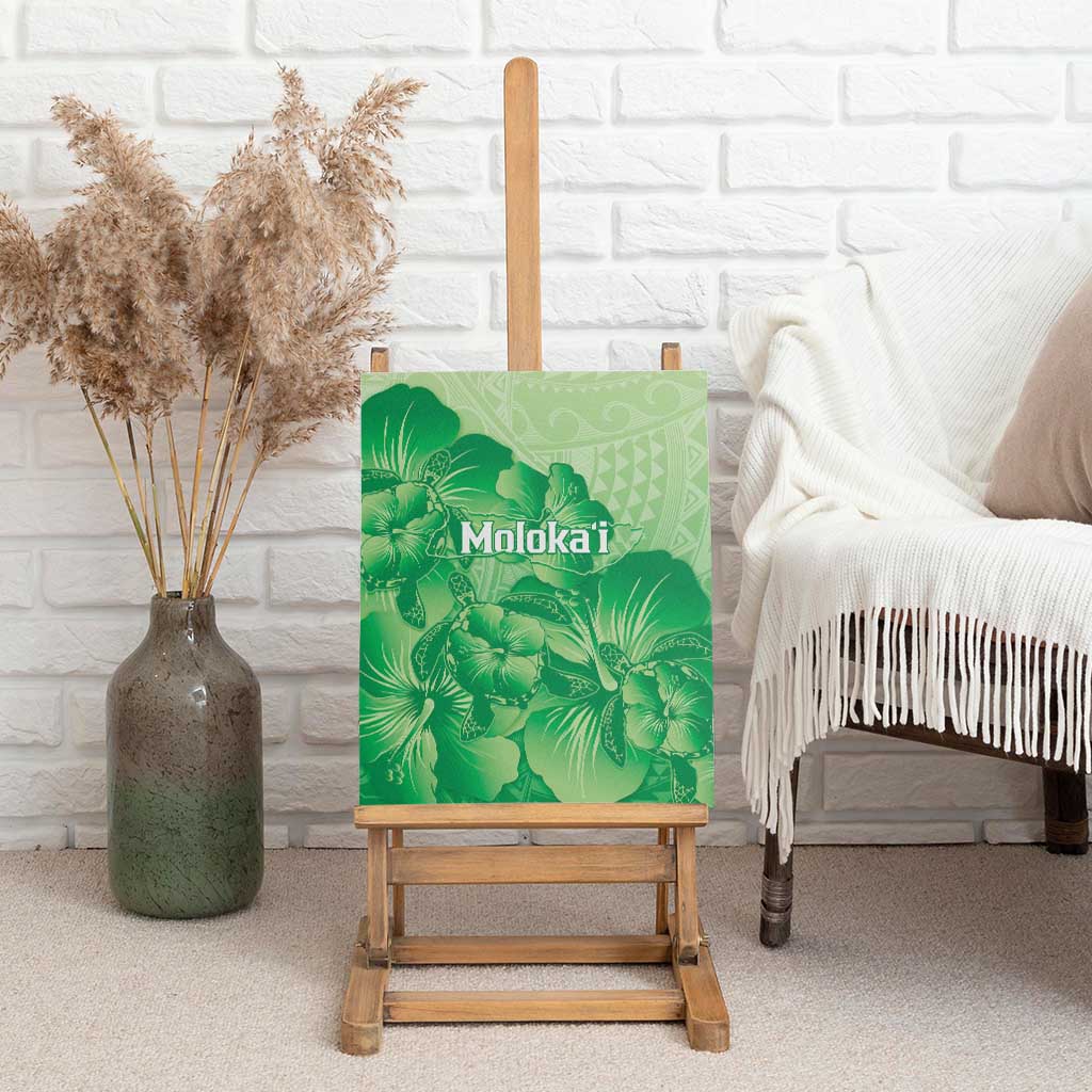 Aloha Hawaii Molokai Island Canvas Wall Art Hibiscus Tribal Honu Hawaiian Tattoo Green