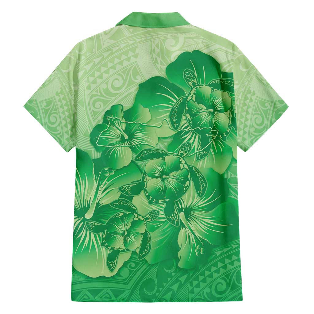Aloha Hawaii Molokai Island Family Matching Long Sleeve Bodycon Dress and Hawaiian Shirt Hibiscus Tribal Honu Hawaiian Tattoo Green LT14 - Polynesian Pride