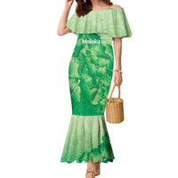 Aloha Hawaii Molokai Island Family Matching Mermaid Dress and Hawaiian Shirt Hibiscus Tribal Honu Hawaiian Tattoo Green LT14 Mom's Dress Green - Polynesian Pride