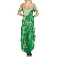 Aloha Hawaii Molokai Island Family Matching Summer Maxi Dress and Hawaiian Shirt Hibiscus Tribal Honu Hawaiian Tattoo Green LT14 - Polynesian Pride