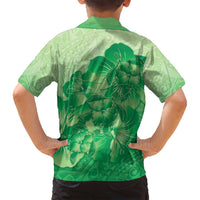 Aloha Hawaii Molokai Island Family Matching Tank Maxi Dress and Hawaiian Shirt Hibiscus Tribal Honu Hawaiian Tattoo Green LT14 - Polynesian Pride