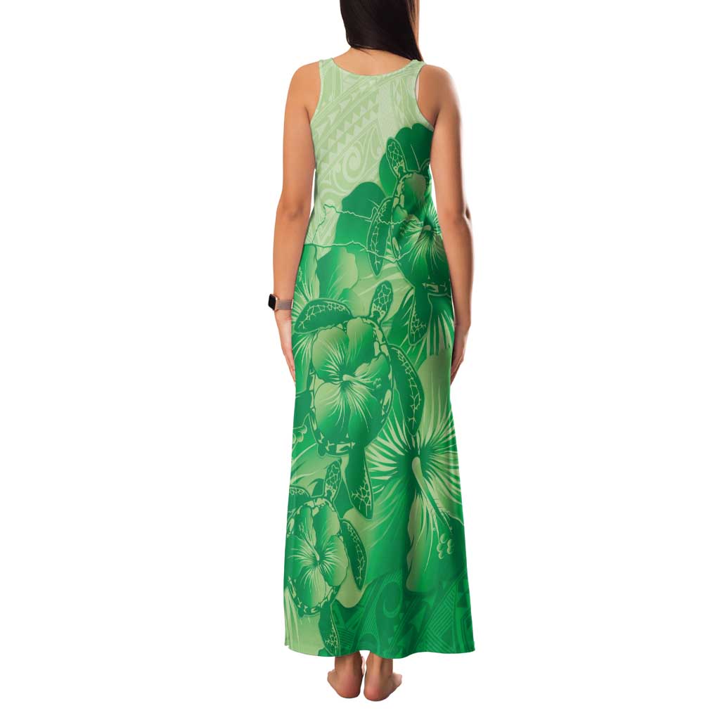 Aloha Hawaii Molokai Island Family Matching Tank Maxi Dress and Hawaiian Shirt Hibiscus Tribal Honu Hawaiian Tattoo Green LT14 - Polynesian Pride