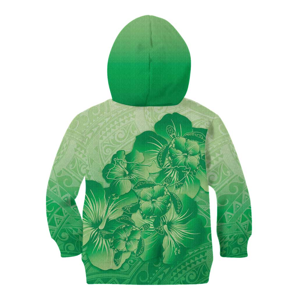 Aloha Hawaii Molokai Island Kid Hoodie Hibiscus Tribal Honu Hawaiian Tattoo Green LT14 - Polynesian Pride