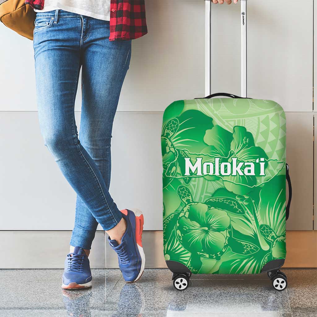 Aloha Hawaii Molokai Island Luggage Cover Hibiscus Tribal Honu Hawaiian Tattoo Green