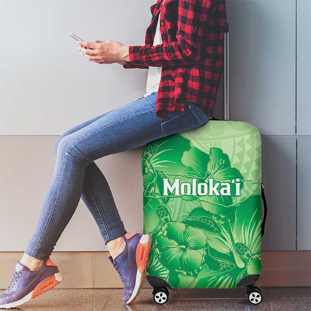 Aloha Hawaii Molokai Island Luggage Cover Hibiscus Tribal Honu Hawaiian Tattoo Green