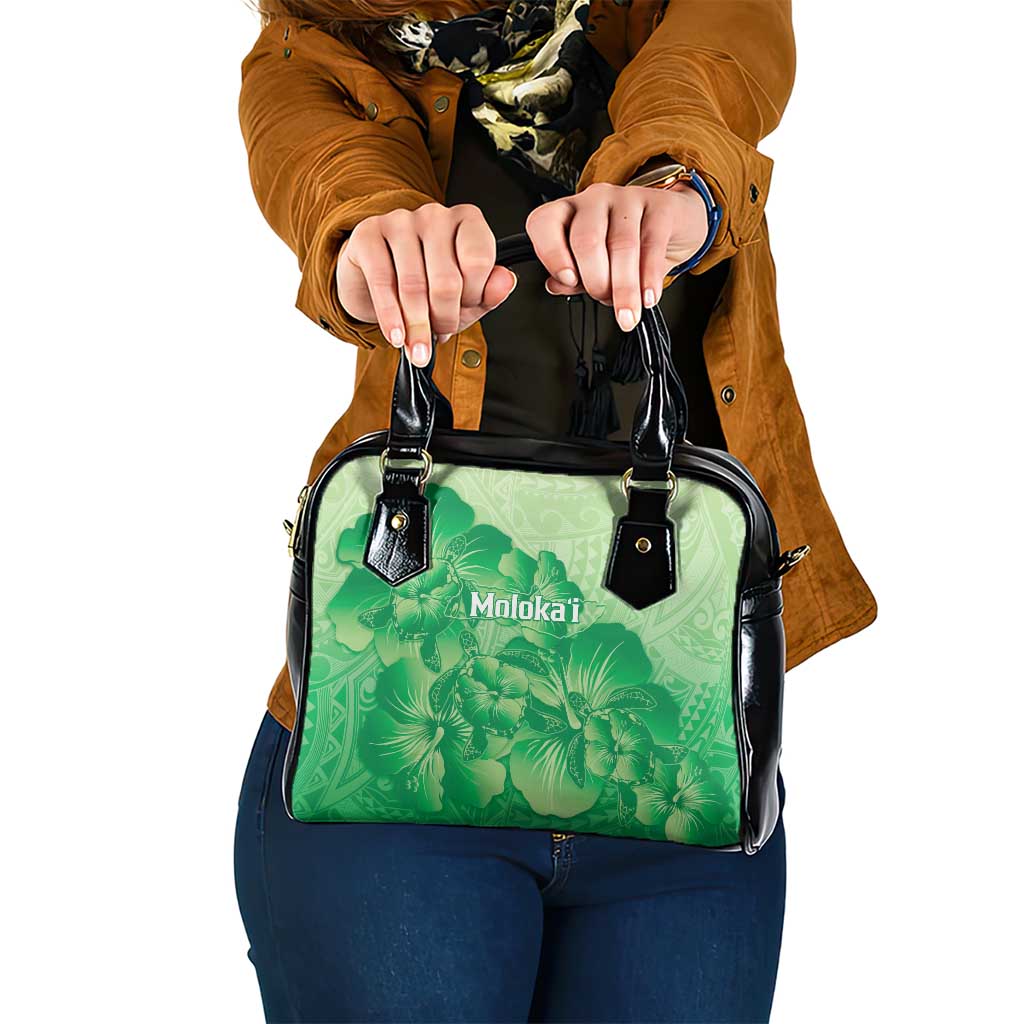 Aloha Hawaii Molokai Island Shoulder Handbag Hibiscus Tribal Honu Hawaiian Tattoo Green