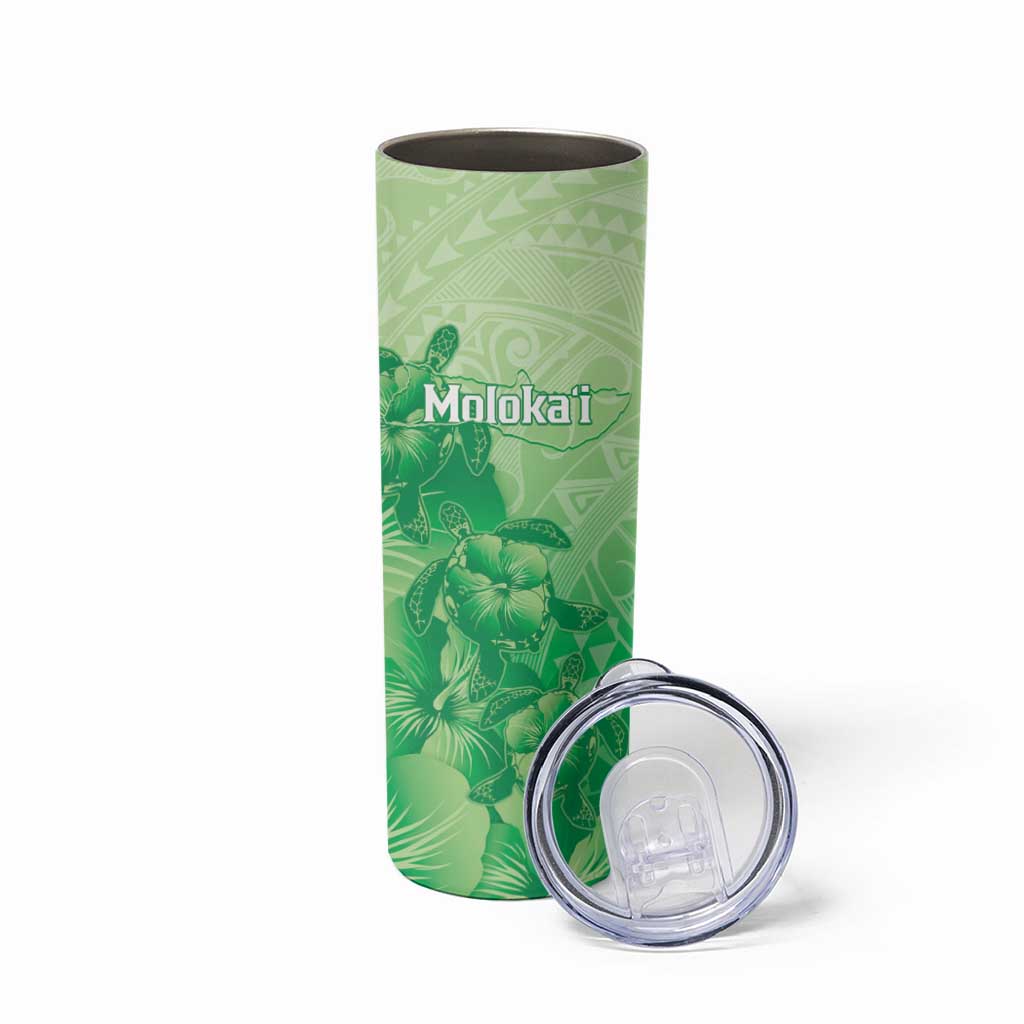 Aloha Hawaii Molokai Island Skinny Tumbler Hibiscus Tribal Honu Hawaiian Tattoo Green LT14 - Polynesian Pride