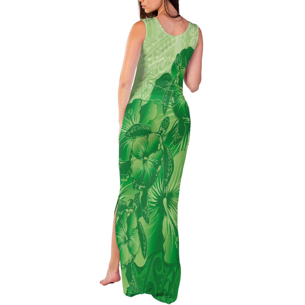Aloha Hawaii Molokai Island Tank Maxi Dress Hibiscus Tribal Honu Hawaiian Tattoo Green LT14 - Polynesian Pride