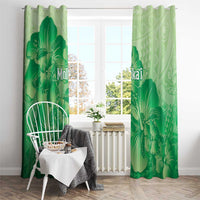 Aloha Hawaii Molokai Island Window Curtain Hibiscus Tribal Honu Hawaiian Tattoo Green