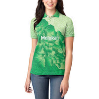 Aloha Hawaii Molokai Island Women Polo Shirt Hibiscus Tribal Honu Hawaiian Tattoo Green LT14 - Polynesian Pride