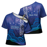 Personalised Matariki New Zealand Cross Shoulder Shirt Maori New Year Galaxy Koru Pattern LT14 - Polynesian Pride