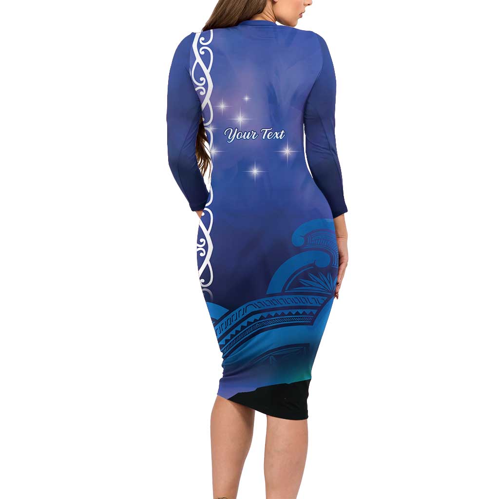 Personalised Matariki New Zealand Family Matching Long Sleeve Bodycon Dress and Hawaiian Shirt Maori New Year Galaxy Koru Pattern LT14 - Polynesian Pride