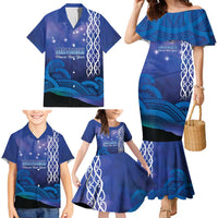 Personalised Matariki New Zealand Family Matching Mermaid Dress and Hawaiian Shirt Maori New Year Galaxy Koru Pattern LT14 - Polynesian Pride
