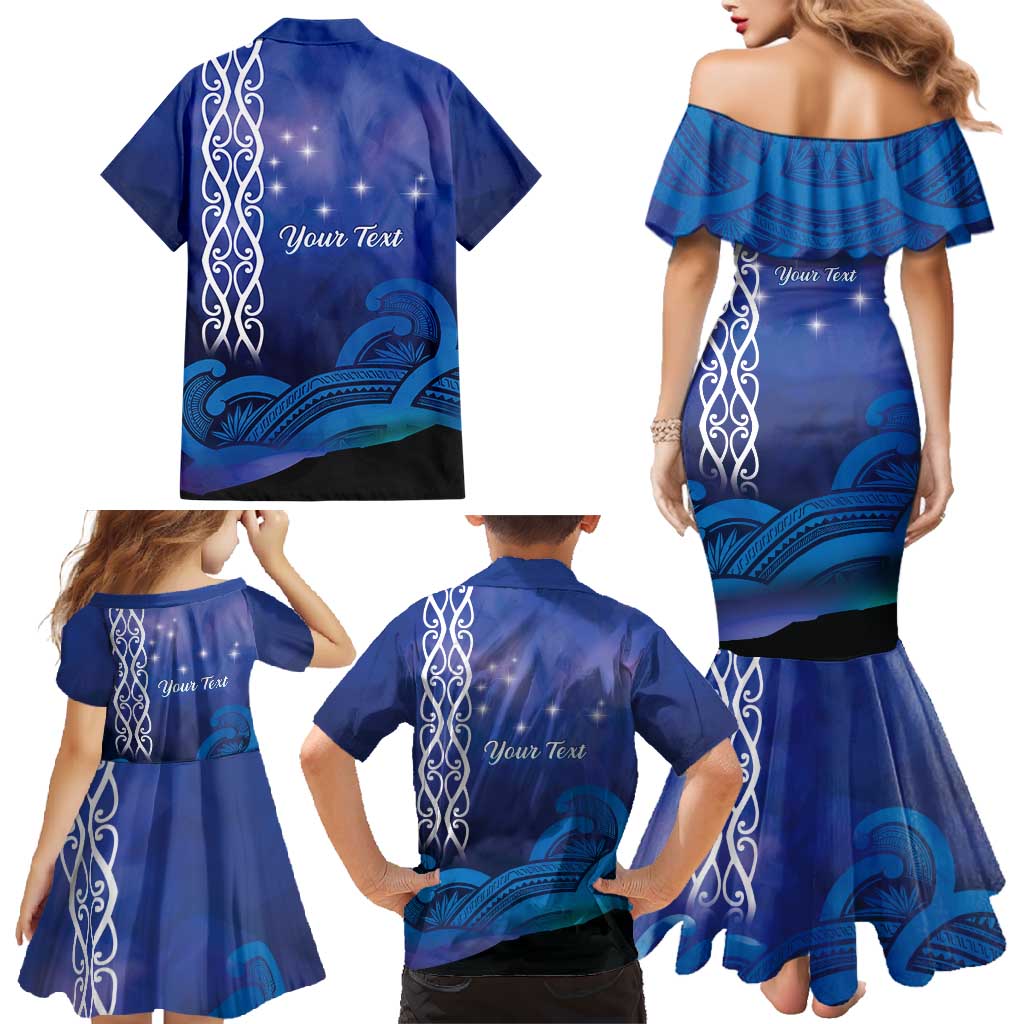 Personalised Matariki New Zealand Family Matching Mermaid Dress and Hawaiian Shirt Maori New Year Galaxy Koru Pattern LT14 - Polynesian Pride