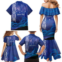 Personalised Matariki New Zealand Family Matching Mermaid Dress and Hawaiian Shirt Maori New Year Galaxy Koru Pattern LT14 - Polynesian Pride