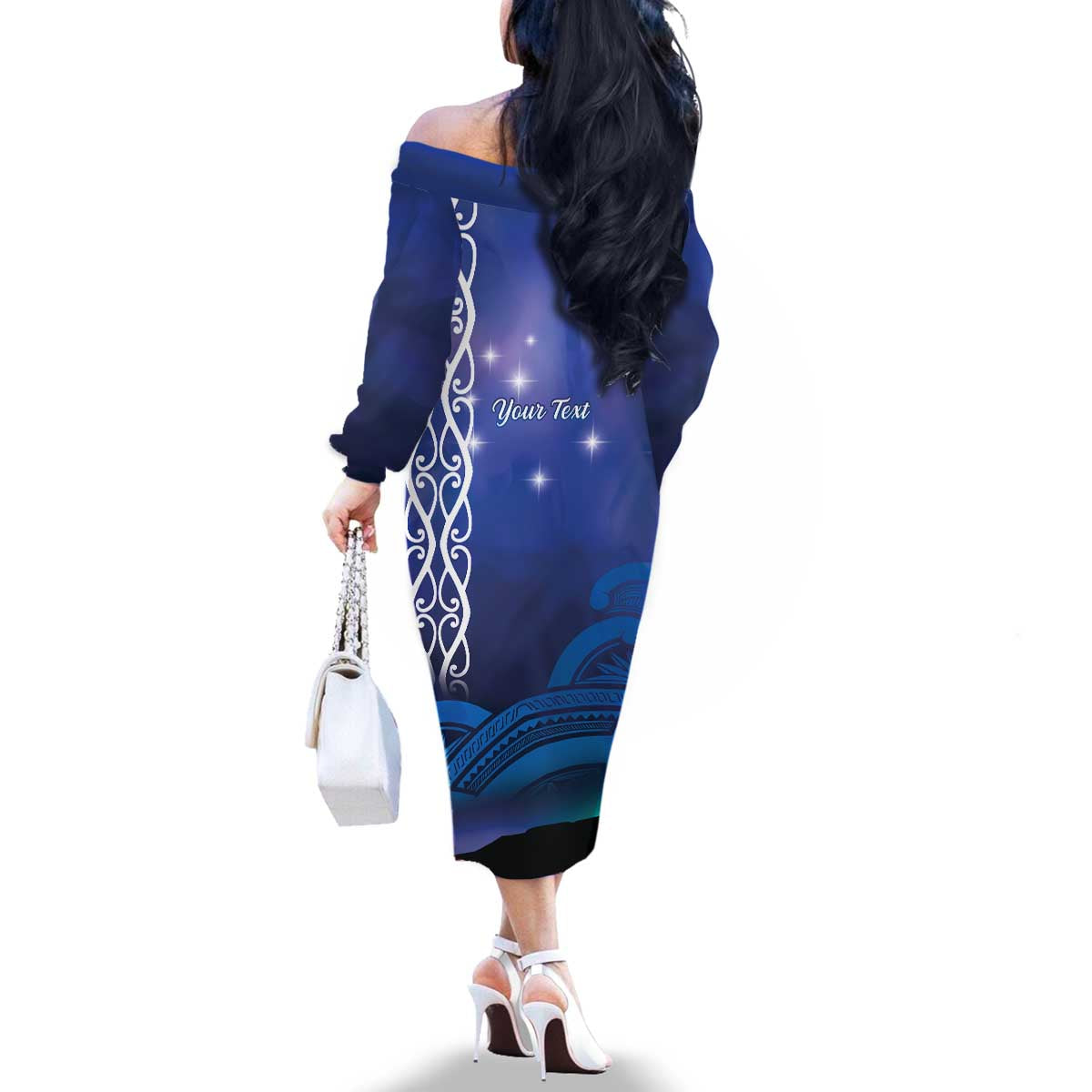 Personalised Matariki New Zealand Family Matching Off The Shoulder Long Sleeve Dress and Hawaiian Shirt Maori New Year Galaxy Koru Pattern LT14 - Polynesian Pride