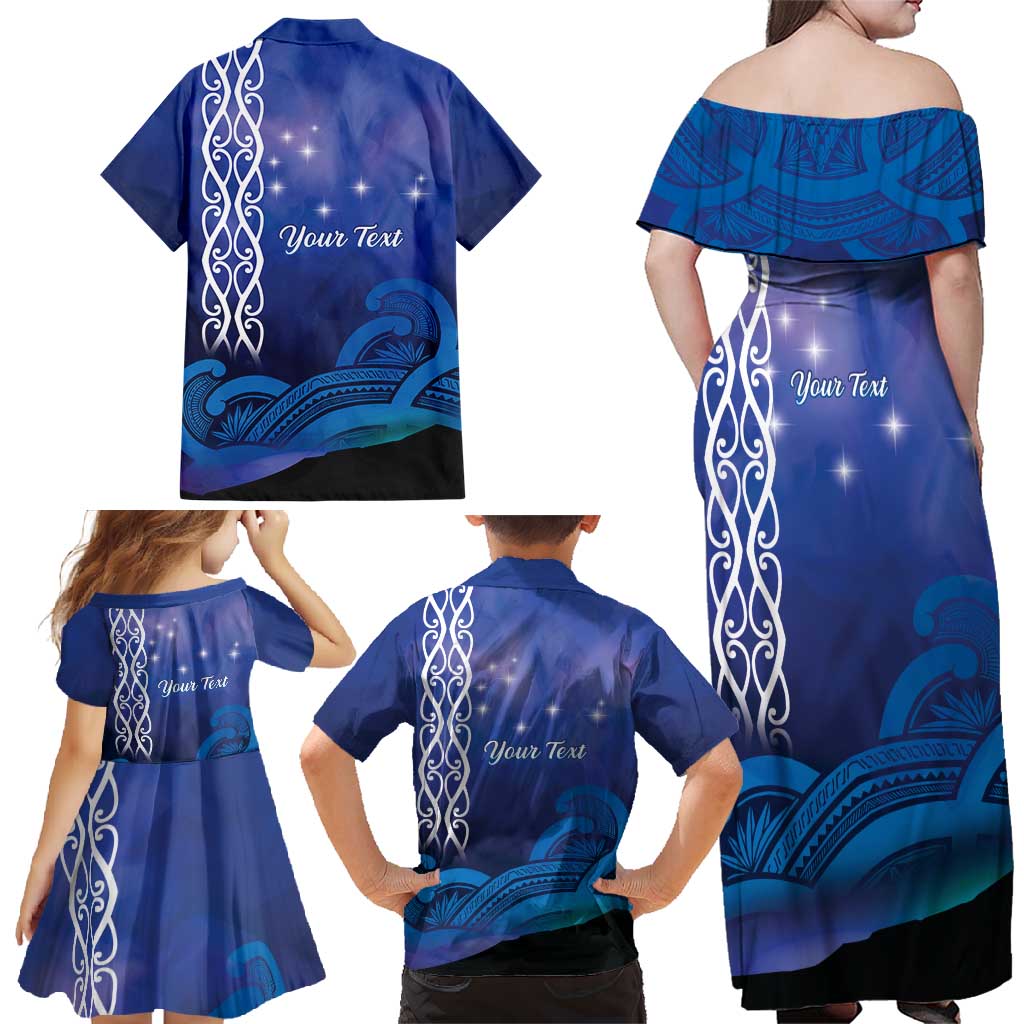 Personalised Matariki New Zealand Family Matching Off Shoulder Maxi Dress and Hawaiian Shirt Maori New Year Galaxy Koru Pattern LT14 - Polynesian Pride