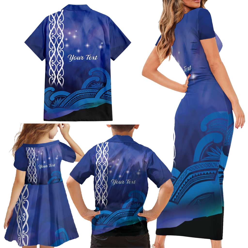 Personalised Matariki New Zealand Family Matching Short Sleeve Bodycon Dress and Hawaiian Shirt Maori New Year Galaxy Koru Pattern LT14 - Polynesian Pride
