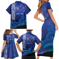 Personalised Matariki New Zealand Family Matching Short Sleeve Bodycon Dress and Hawaiian Shirt Maori New Year Galaxy Koru Pattern LT14 - Polynesian Pride