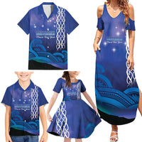 Personalised Matariki New Zealand Family Matching Summer Maxi Dress and Hawaiian Shirt Maori New Year Galaxy Koru Pattern LT14 - Polynesian Pride